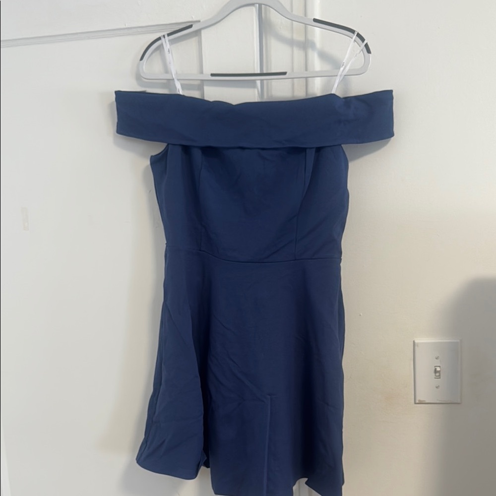 Strapless Off-the-Shoulder Navy Dress